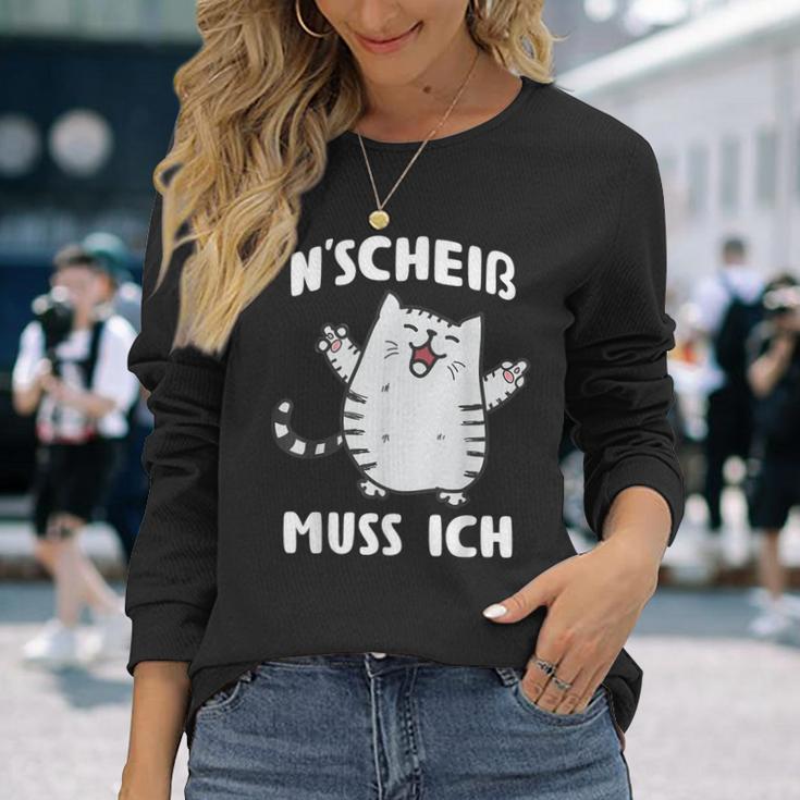 N Scheis Muss Ich Cat Nen Scheiss Langarmshirts Geschenke für Sie