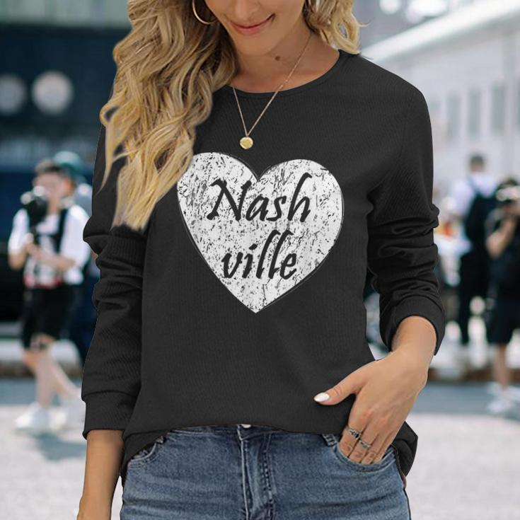 Nashville Heart Tennessee Country Music Pride Long Sleeve T-Shirt Gifts for Her