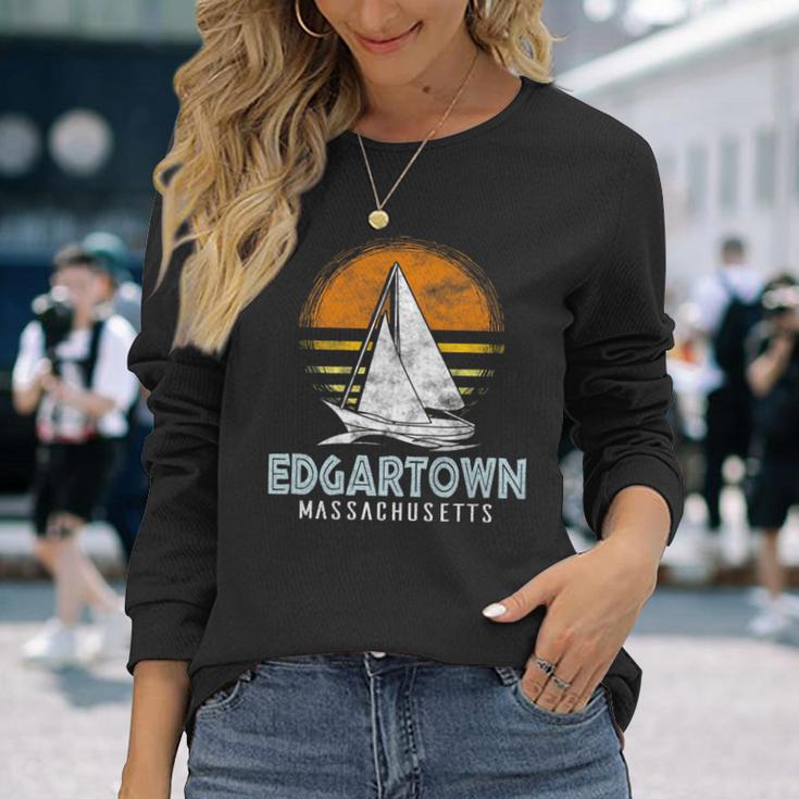 Nautical Boat Edgartown Massachusetts Yacht Club Long Sleeve T-Shirt Gifts for Her