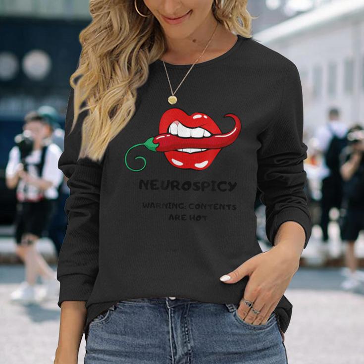 NeuroSpicy Grafik Langarmshirts mit Feurigem Mund Design - Schwarz Geschenke für Sie