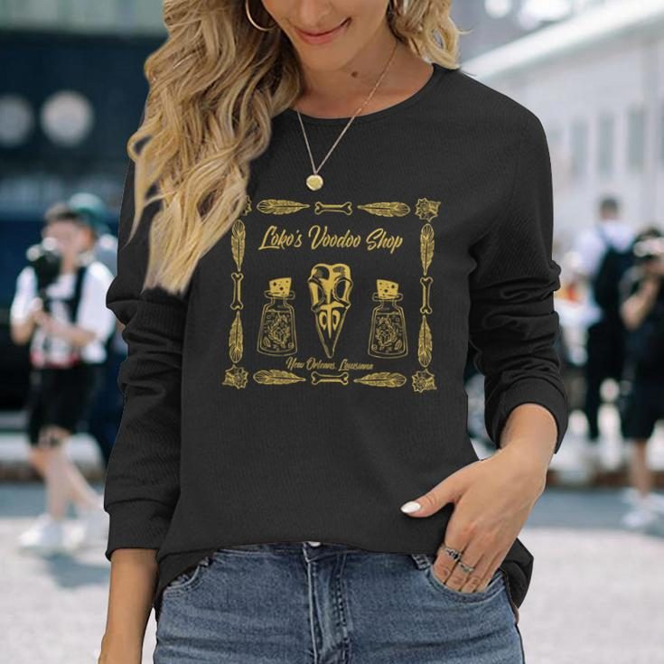 New Orleans Louisiana Voodoo Shop Souvenir Long Sleeve T-Shirt Gifts for Her