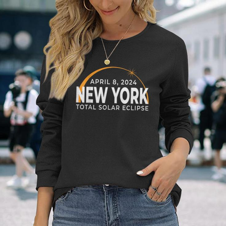 New York Eclipse Of Sun 040824 Eclipse Totality 2024 Long Sleeve T-Shirt Gifts for Her