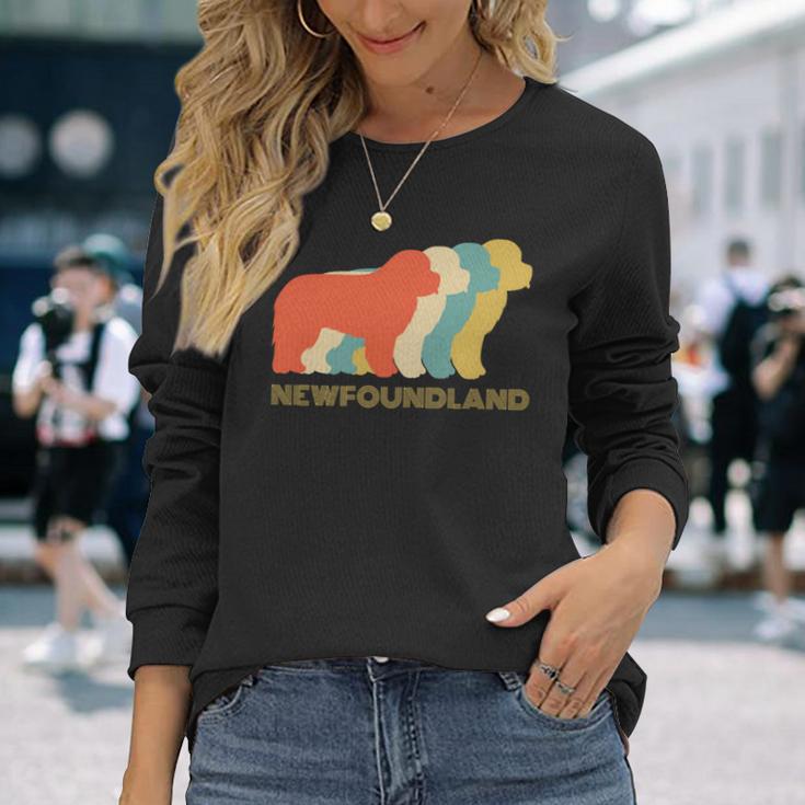 Newfoundland Dog Breed Vintage Look Silhouette Long Sleeve T-Shirt Gifts for Her