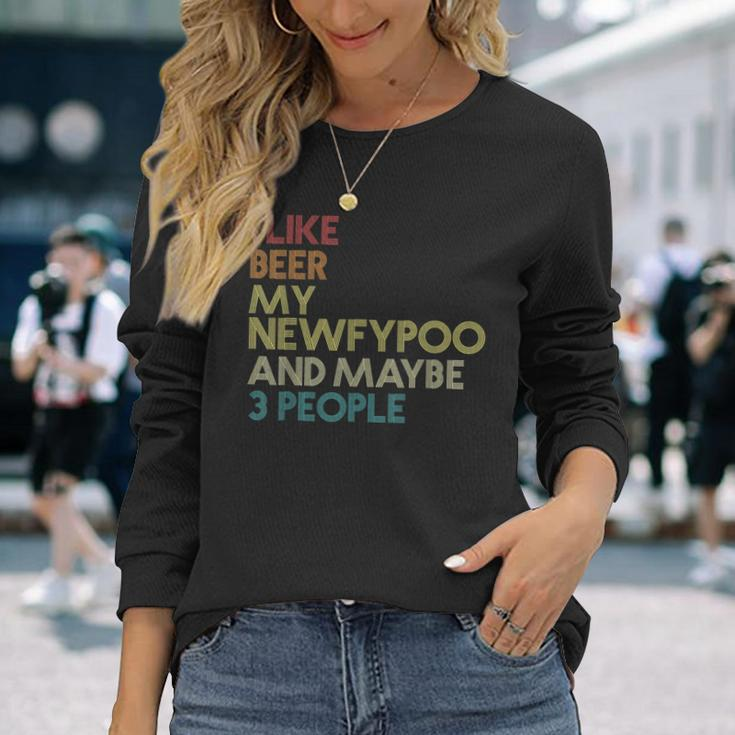 Newfypoo Dog Owner Beer Lover Quote Vintage Retro Long Sleeve T-Shirt Gifts for Her