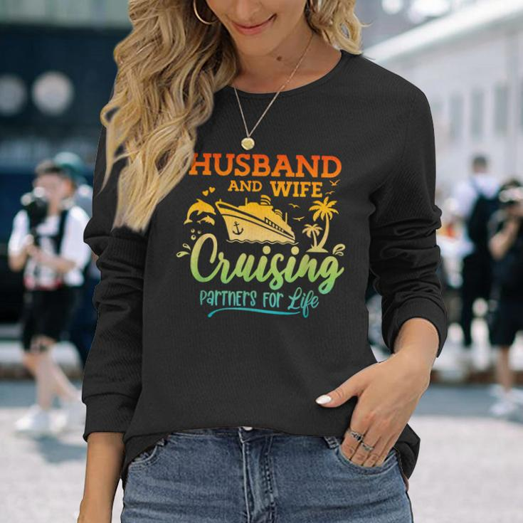 Newlywed Couple Married Cruising Partners For Life Cruise Long Sleeve T-Shirt Gifts for Her