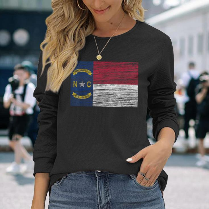 North Carolina State Flag Vintage Distressed Nc Long Sleeve T-Shirt Gifts for Her