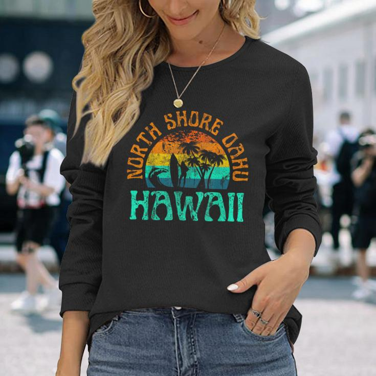 North Shore Oahu Hawaii Surf Beach Surfer Waves Girls Long Sleeve T-Shirt Gifts for Her