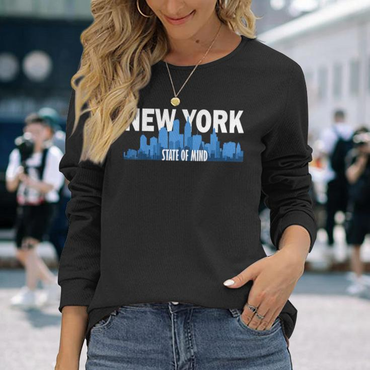 Ny State Of Mind New York City Souvenir Skyline Long Sleeve T-Shirt Gifts for Her