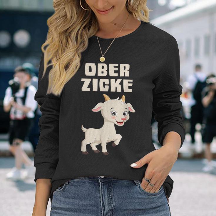 Ober Zicke Langarmshirts lustig, Ziegenmotiv Langarmshirts für Damen Geschenke für Sie