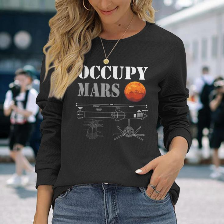 Occupy Mars Starship Rocket Long Sleeve T-Shirt Gifts for Her