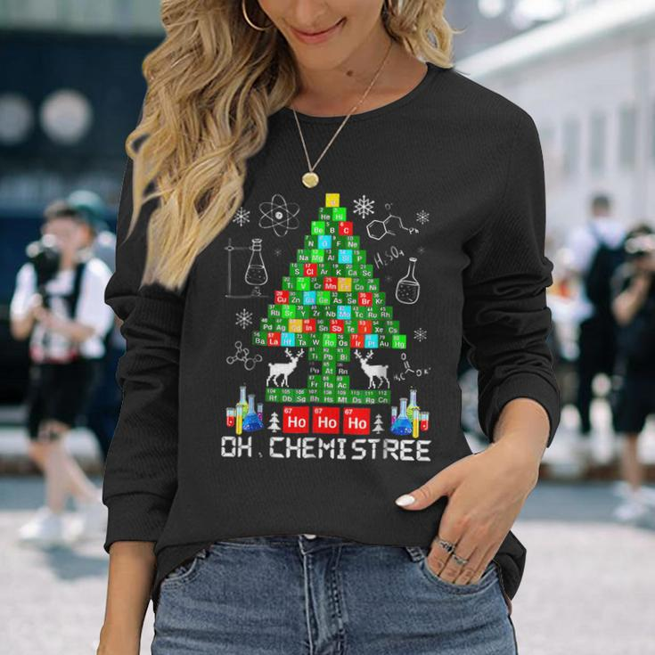 Oh Chemistree Science Christmas Tree Chemistry Chemist Long Sleeve T-Shirt Gifts for Her