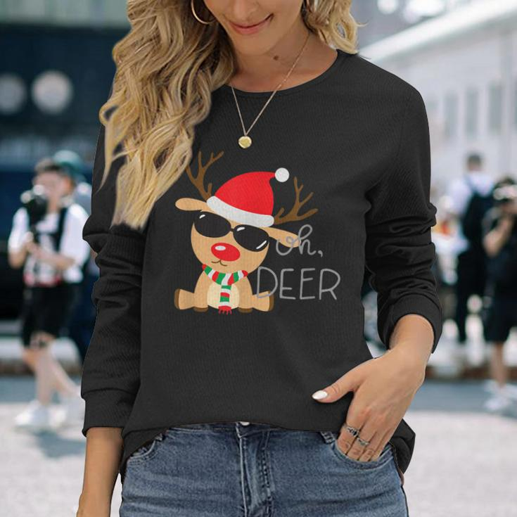 Oh Deer Reindeer Long Sleeve T-Shirt Gifts for Her