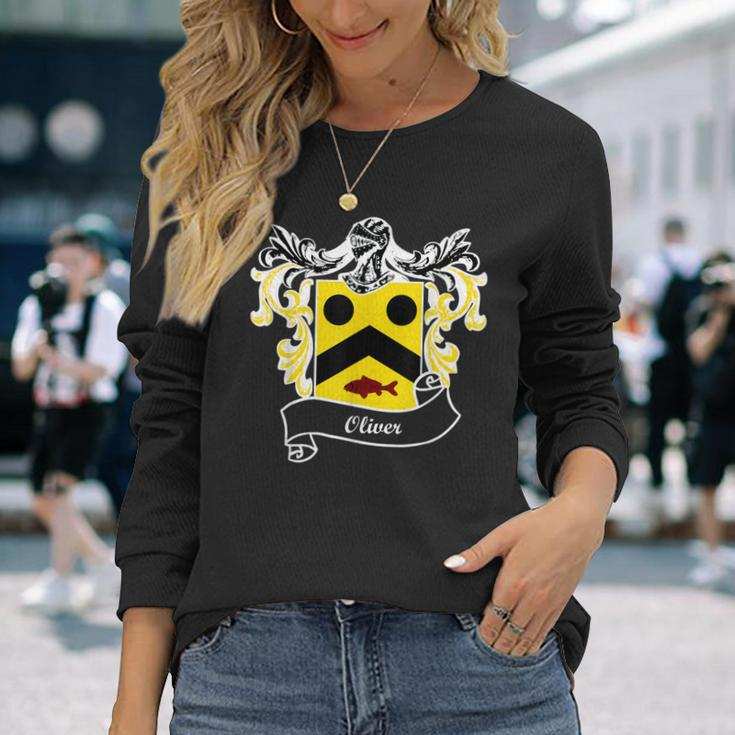 Oliver Coat Of Arms Surname Last Name Family Crest Long Sleeve T-Shirt Gifts for Her