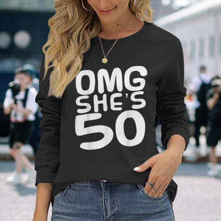 Omg She's 50Th Birthday Crew 50 Year Old Birthday Squad Long Sleeve T-Shirt Gifts for Her