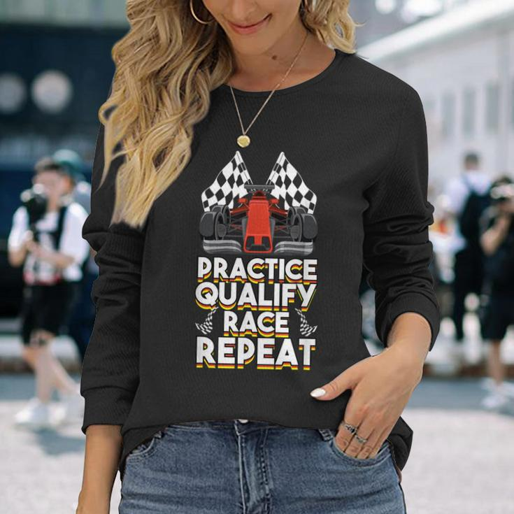 Open Wheel Formula Racing Car Practice Qualify Race Repeat Long Sleeve T-Shirt Gifts for Her