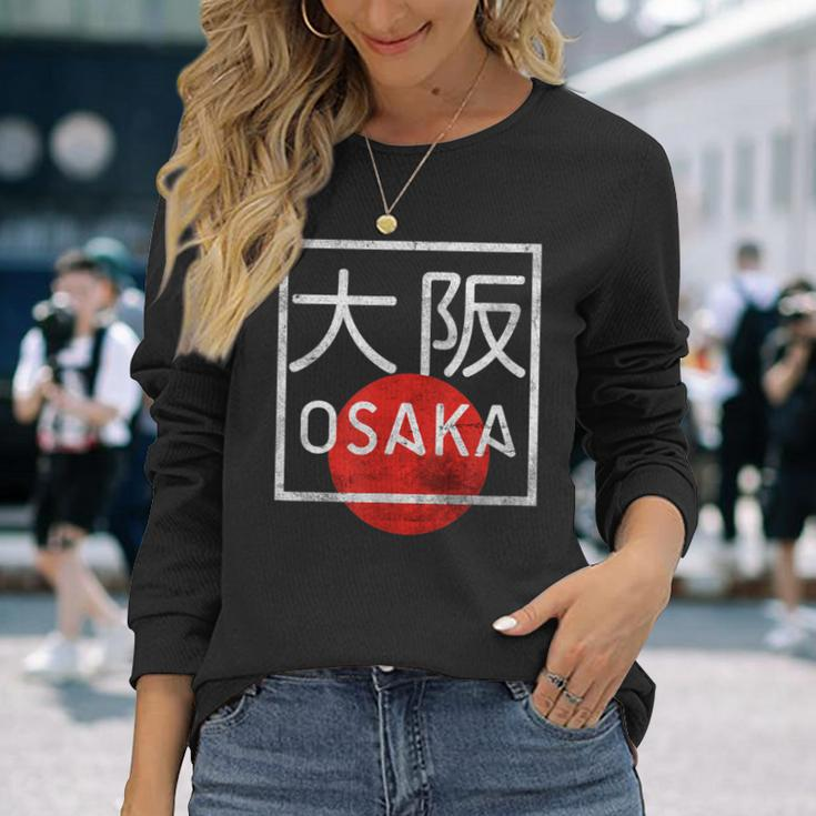 Osaka Japan In Japanese Kanji Font Langarmshirts Geschenke für Sie