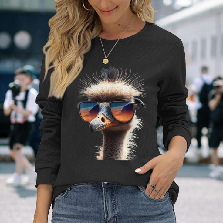 Ostrich Bird Bouquet Large Emu Walking Bird Ich Mag Strauss Langarmshirts Geschenke für Sie