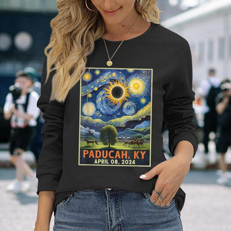 Paducah Kentucky Total Solar Eclipse 2024 Starry Night Long Sleeve T-Shirt Gifts for Her