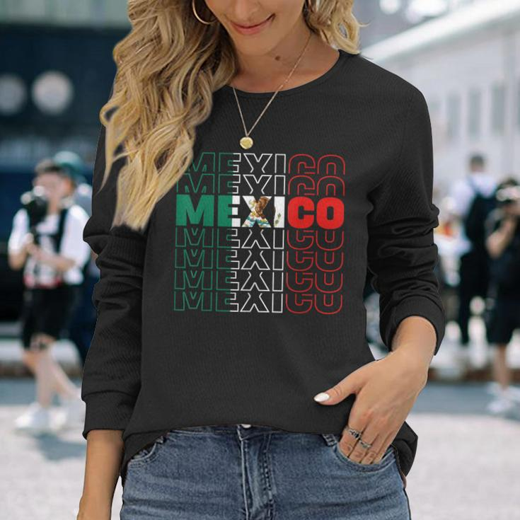 Hispanic Heritage Mexico Flag Proud Mexican Roots Pride Long Sleeve T-Shirt Gifts for Her