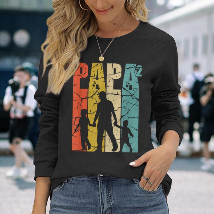 Papa 2 Söhne Dad Hoch 2 Zweifachater Zwillingpapa S Langarmshirts Geschenke für Sie