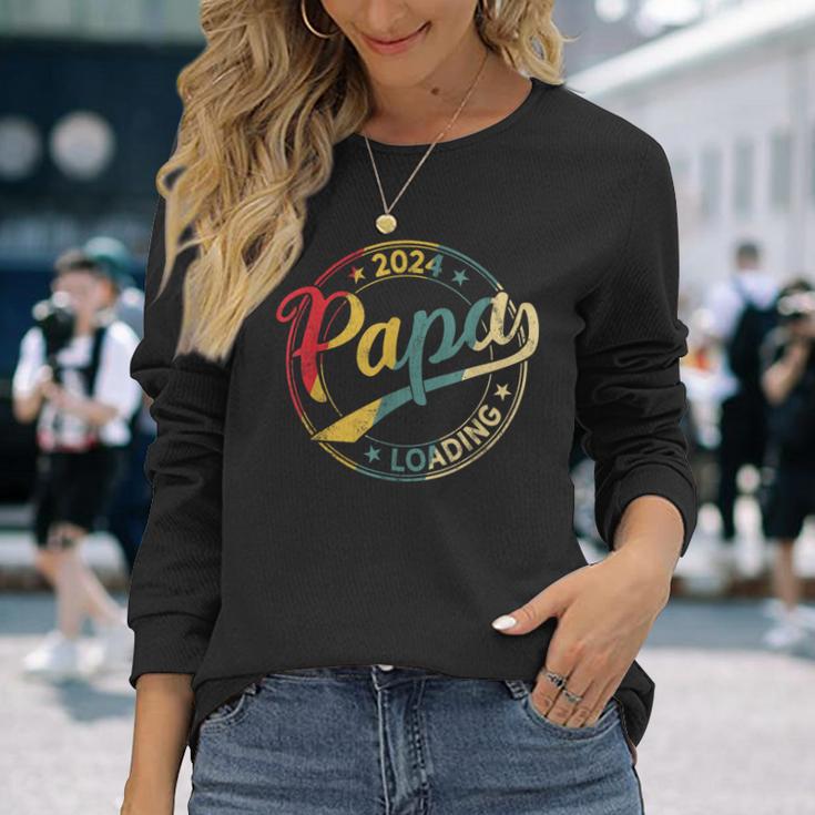 Papa 2024 Laden Papa Werden 2024 Retro Papa Est 2024 Langarmshirts Geschenke für Sie