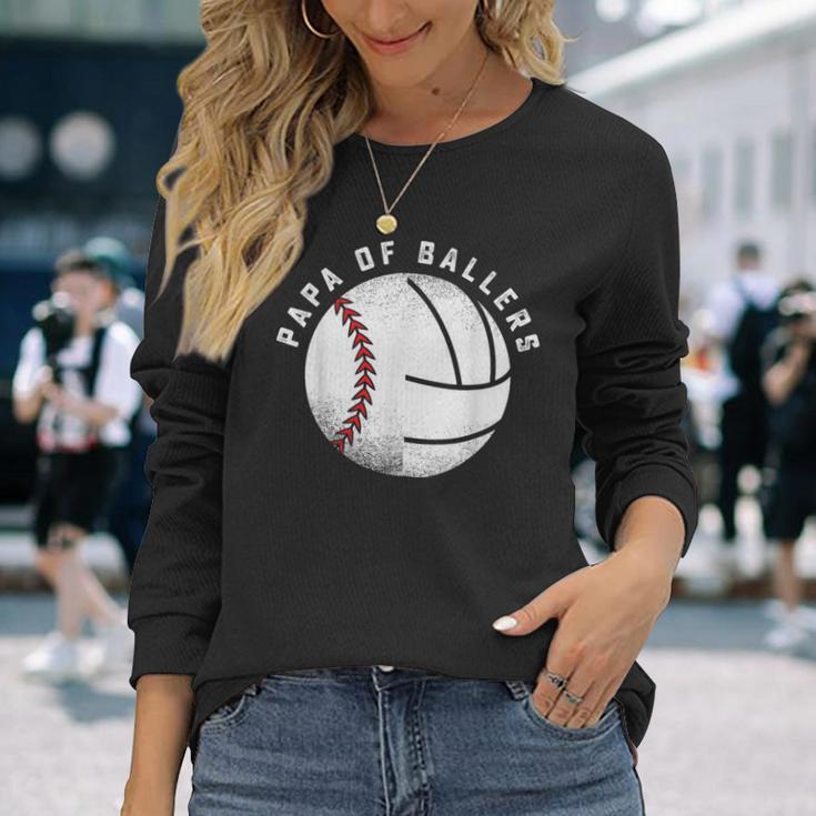 Papa Baseballolleyball Spieler Tochter Sohn Sport Team Dad Langarmshirts Geschenke für Sie