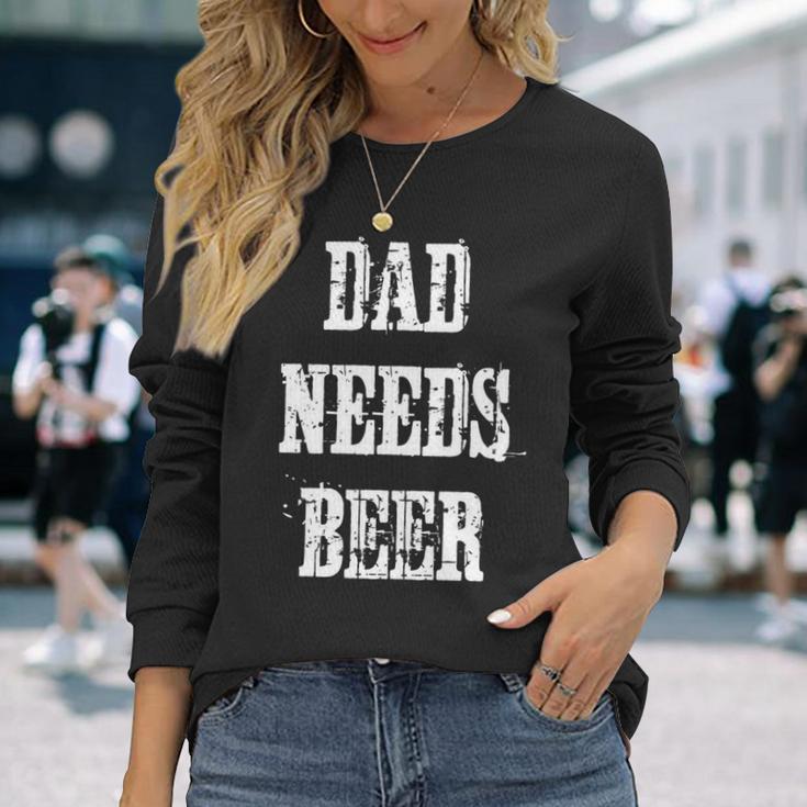 Papa Braucht Bier Lustigesater Daddy Retrointage Langarmshirts Geschenke für Sie