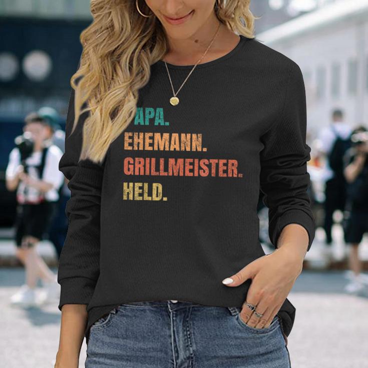 Papa Grillmeister Husband Hero Langarmshirts Geschenke für Sie