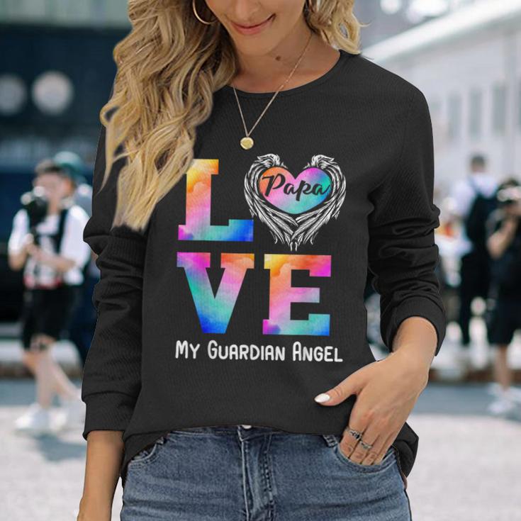 Papa Is My Guardian Angel Love Peace Forever Dad In Heaven Long Sleeve T-Shirt Gifts for Her