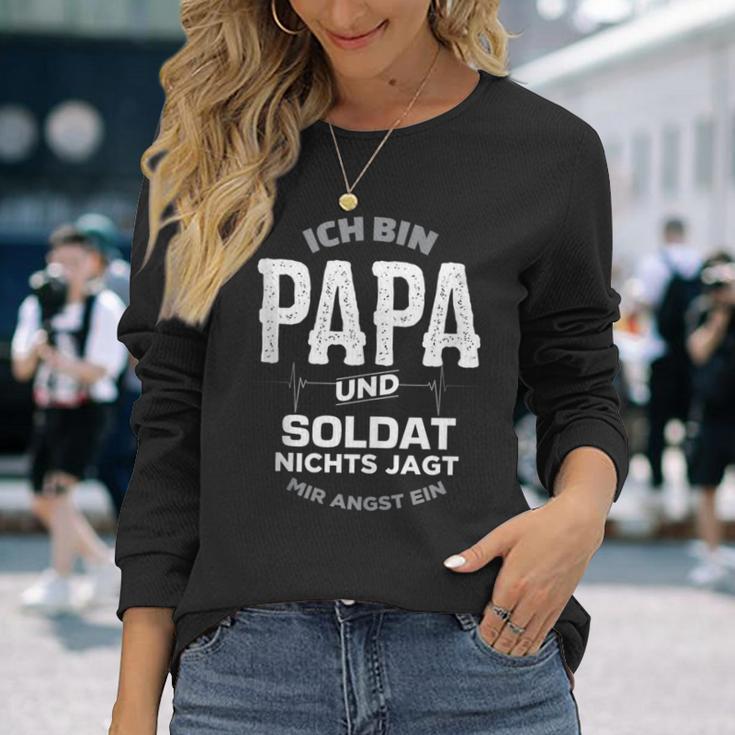 Papa Und Soldat Für Freund Mann Armee Bundeswehr Langarmshirts Geschenke für Sie