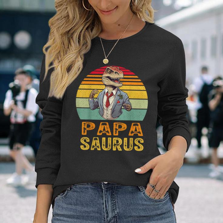 Papasaurus Papaatertag Bester Papa T-Rex Papaatertag Langarmshirts Geschenke für Sie