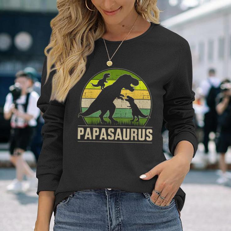 Papasaurus Zwei Kinder Für Papa Zumatertag Weihnachten Langarmshirts Geschenke für Sie