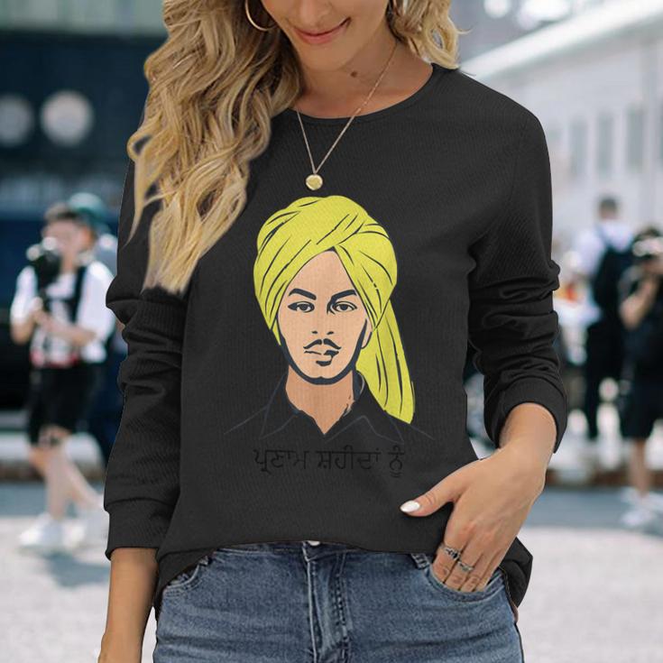 Parnam Shaheeda Nu Shaheed Bhagat Singh Indian Patriotic Long Sleeve T-Shirt Gifts for Her