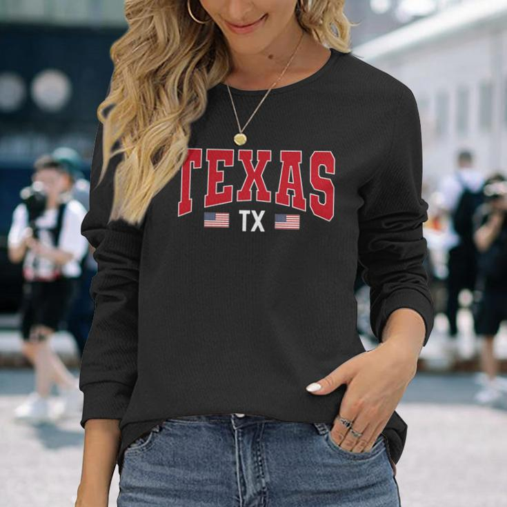 Patriotic Texas Tx Usa Flag Vintage Texan Texas Long Sleeve T-Shirt Gifts for Her