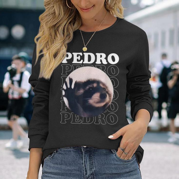 Pedro Pedro Racoon Dance Popular Internet Meme Racoon Day Long Sleeve T-Shirt Gifts for Her