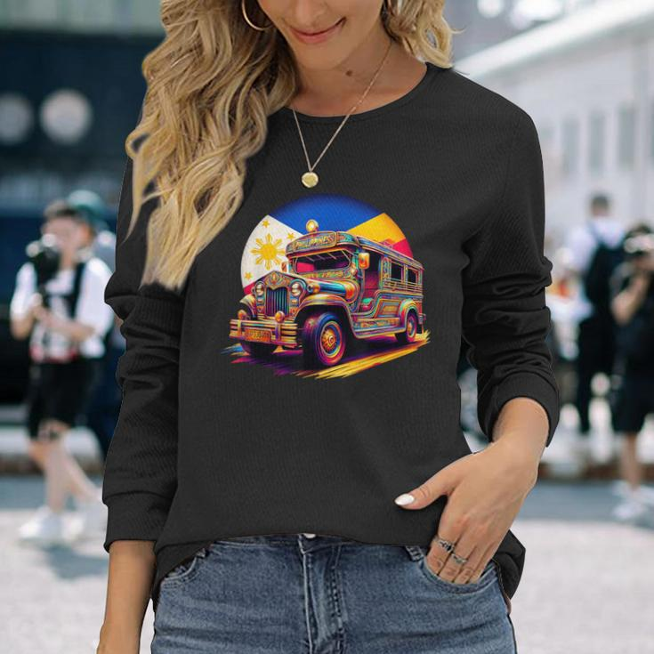 Philippines Flag Proud Filipino Souvenir Philippines Jeepney Long Sleeve T-Shirt Gifts for Her