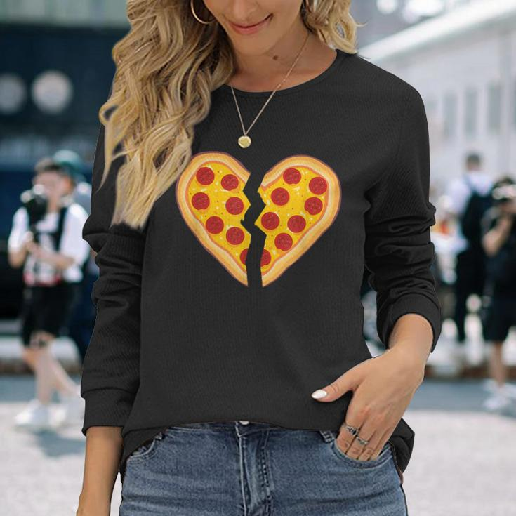 Pizza Broken Heart Pepperoni Slice Heartbreak Long Sleeve T-Shirt Gifts for Her