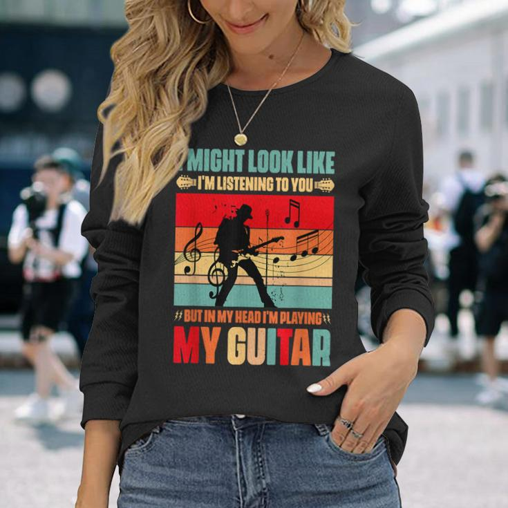 Play Guitar Vintage Music Graphic For Guitarists Long Sleeve T-Shirt Gifts for Her