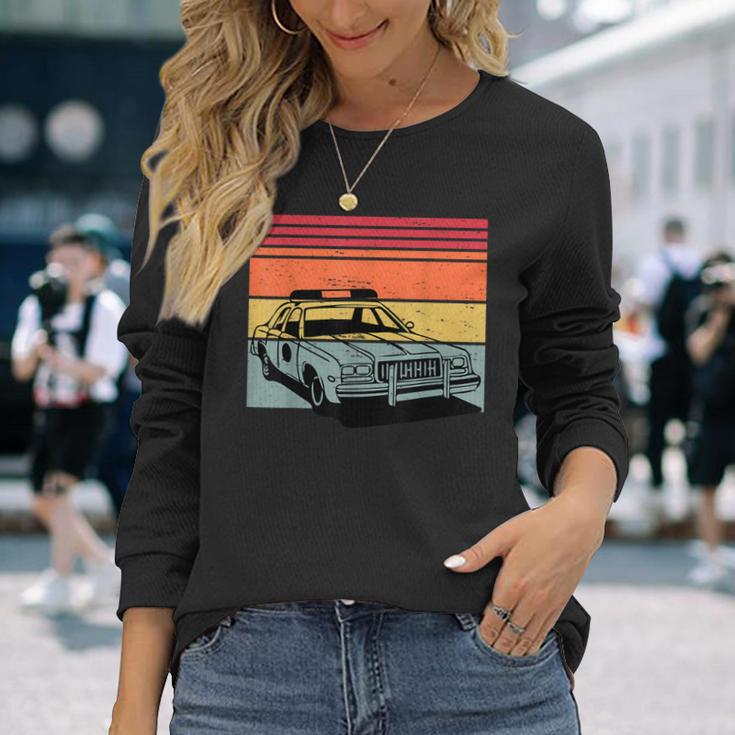 Police Car Tv Cop Shows Vintage Retro 70S & 80'S Sunset Long Sleeve T-Shirt Gifts for Her