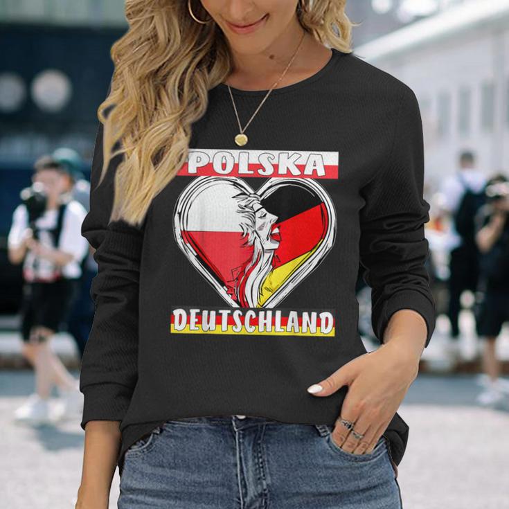 Polska Deutschland Herz Deutsch Polen Langarmshirts Geschenke für Sie