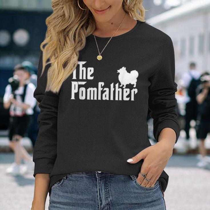 The Pom Father Pomeranian Dog Lover Dad Fathers Day Long Sleeve T-Shirt Gifts for Her