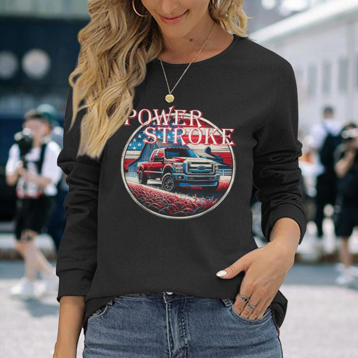 Powerstroke Diesel Truck Usa Flag Obs Truck Diesel Truck Long Sleeve T-Shirt Gifts for Her