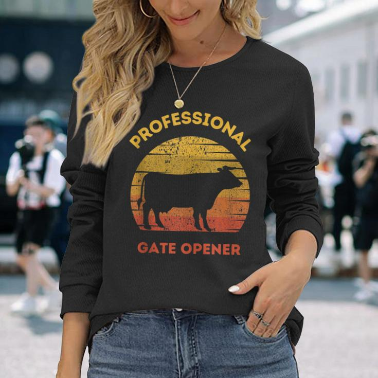 Professional Gate Opener Farmer Cool Cows Long Sleeve T-Shirt Gifts for Her