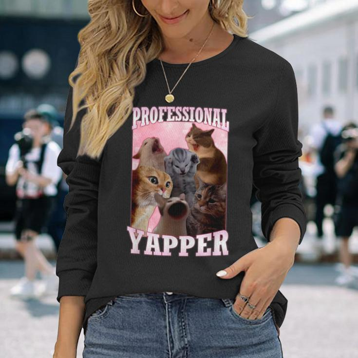 Professional Yapper Meme Screaming Cat Long Sleeve T-Shirt Gifts for Her