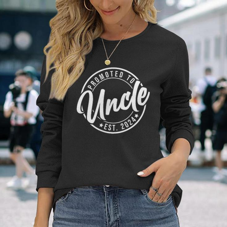 Promoted To Uncle Et 2024 Pocket Pregnancy Father's Day Long Sleeve T-Shirt Gifts for Her