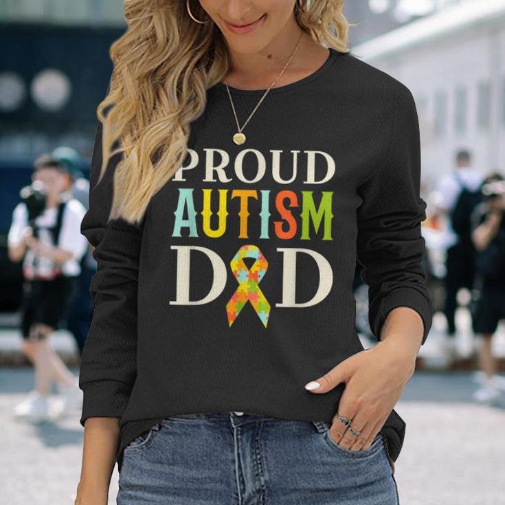 Proud Autism Dad Autism Awareness Long Sleeve T-Shirt Gifts for Her