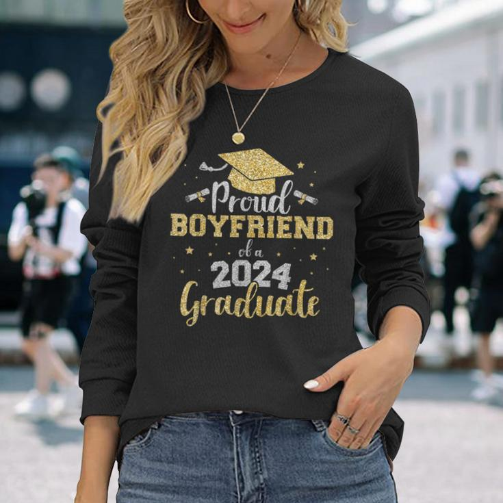 Proud Boyfriend Of Class Of 2024 Graduate Senior Graduation Long Sleeve T-Shirt Gifts for Her