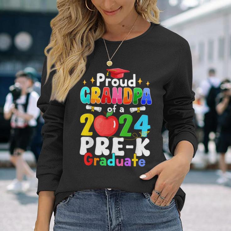 Proud Grandpa Of A 2024 Pre-K Graduate Matching Family Grad Long Sleeve T-Shirt Gifts for Her