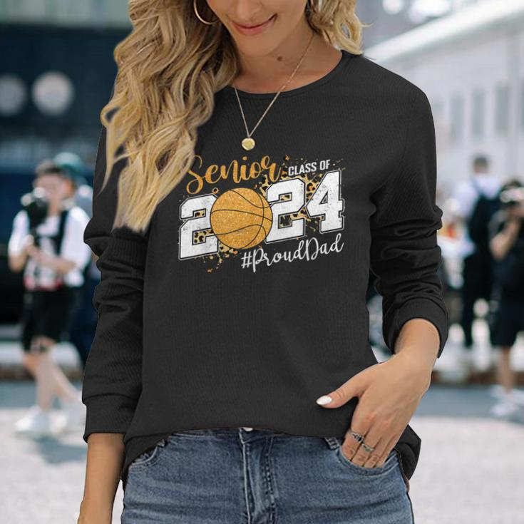 Proud Senior Dad Class Of 2024 Basketball Graduation Long Sleeve T-Shirt Gifts for Her