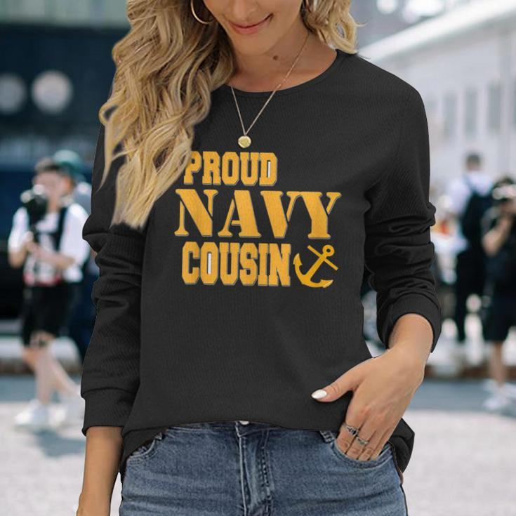 Proud Us Navy Cousin Military Pride Long Sleeve T-Shirt Gifts for Her